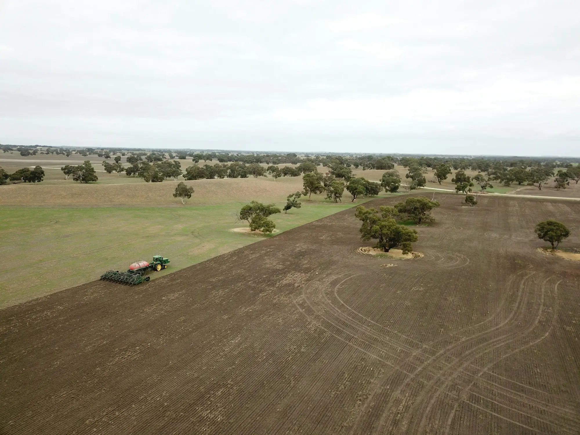 Tractor working a golden paddock near Wagga Wagga in regional New South Wales